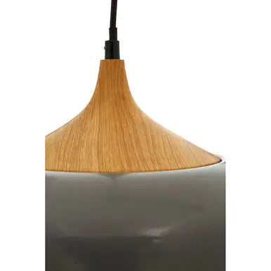 Blayne Grey Metal and Wood Effect Pendant Light