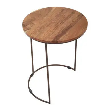 Boho Natural Acacia Wood and Metal Set of 3 Nesting Tables