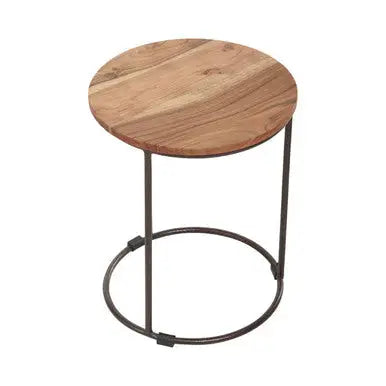 Boho Natural Acacia Wood and Metal Set of 3 Nesting Tables
