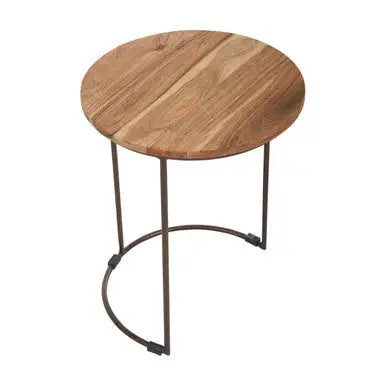 Boho Natural Acacia Wood and Metal Set of 3 Nesting Tables