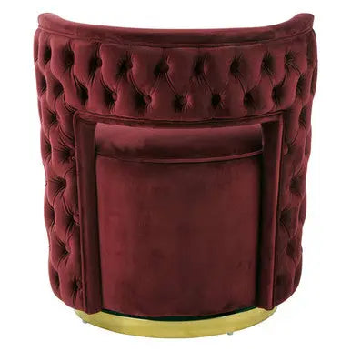 Bola Red Wine Velvet Swivel Chair with Gold Finish Base