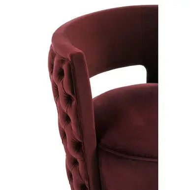 Bola Red Wine Velvet Swivel Chair with Gold Finish Base