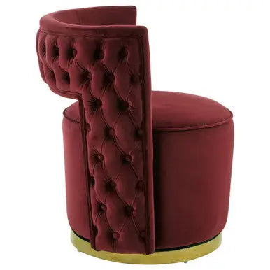 Bola Red Wine Velvet Swivel Chair with Gold Finish Base