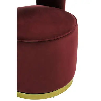 Bola Red Wine Velvet Swivel Chair with Gold Finish Base