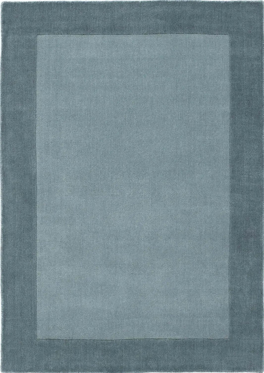 Bordered Duck Egg Blue Wool Rug