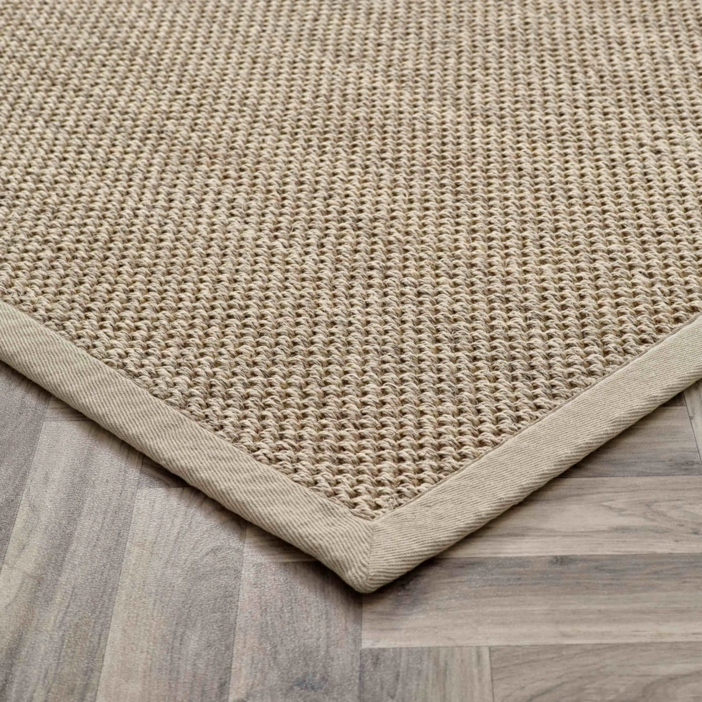 Bordered Light Beige Non-Slip Sisal Rug