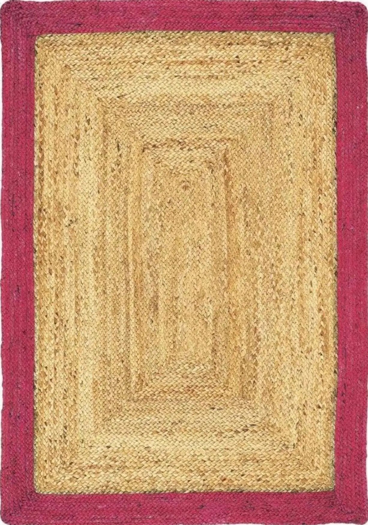 Bordered Raspberry Jute Rug