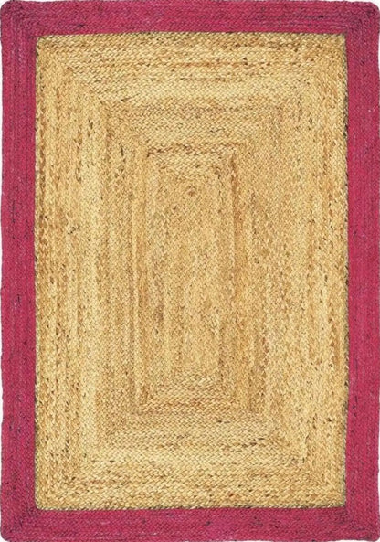 Bordered Raspberry Jute Rug