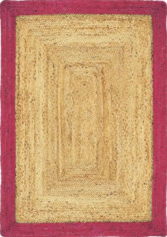 Bordered Raspberry Jute Rug