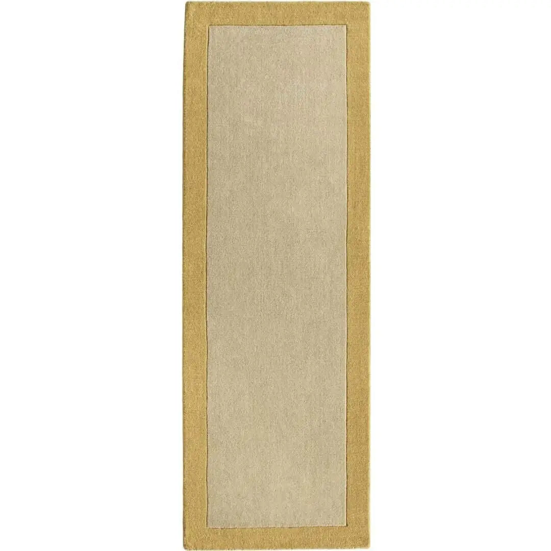 Bordered Yellow Wool Rug