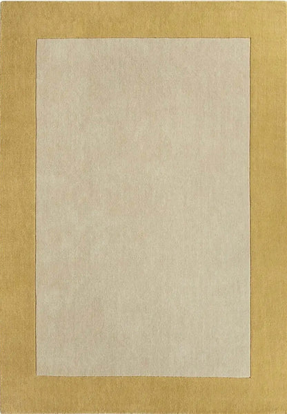 Bordered Yellow Wool Rug