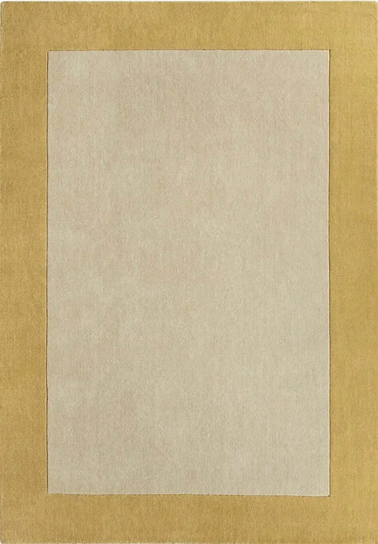 Bordered Yellow Wool Rug