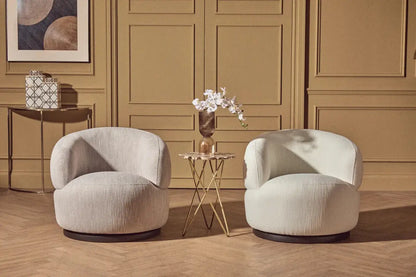 Bordo Textured Cream Curved Swivel Chair