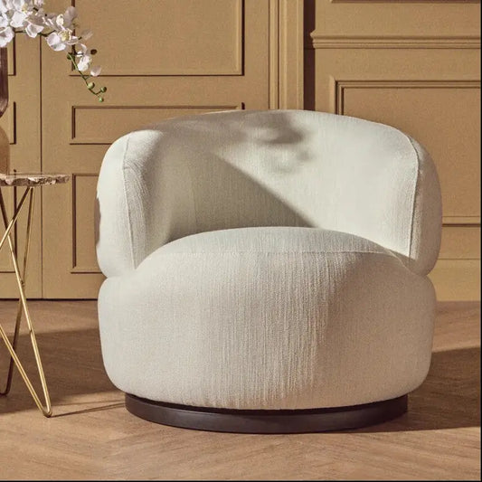 Bordo Textured Cream Curved Swivel Chair