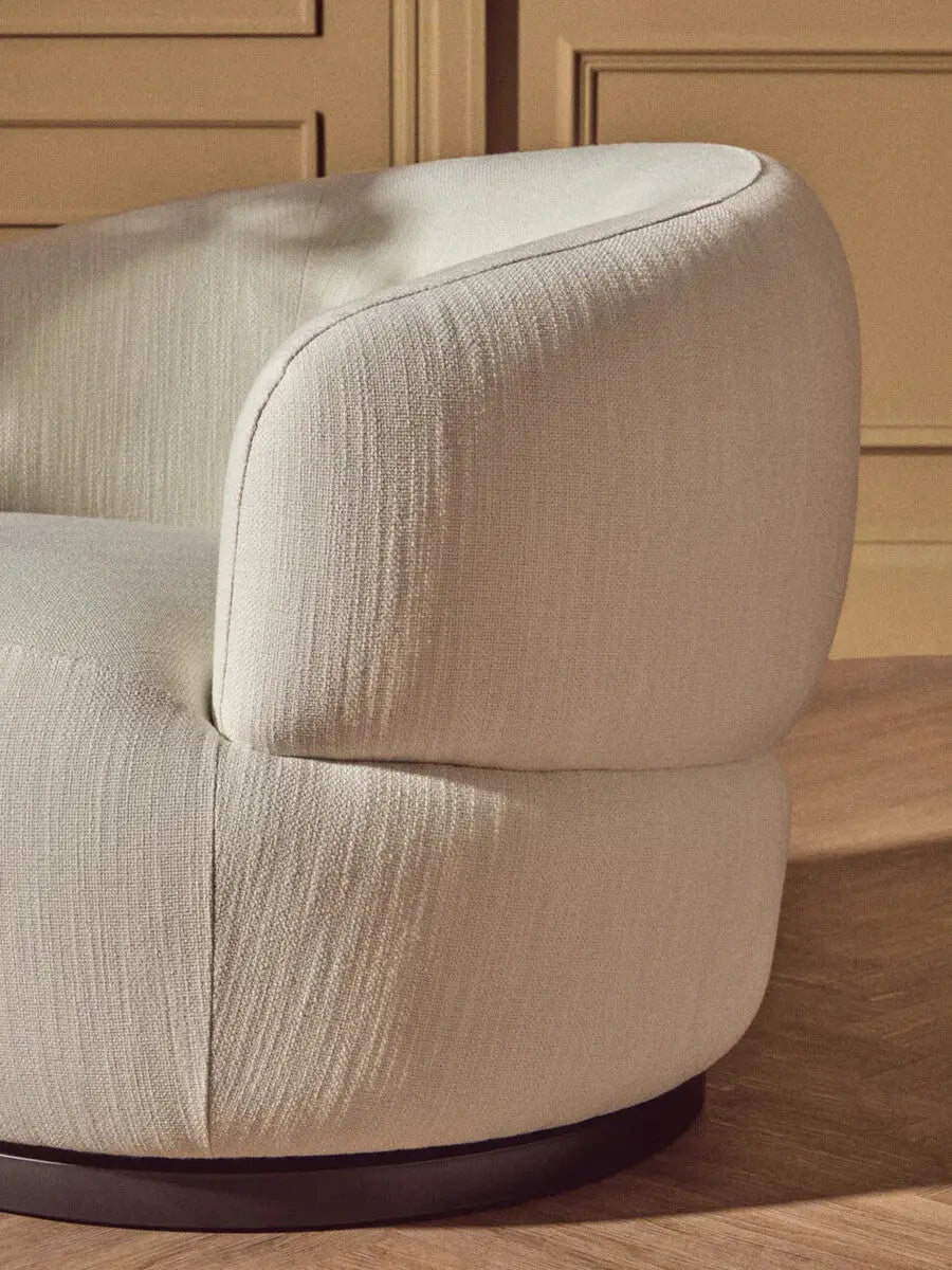 Bordo Textured Cream Curved Swivel Chair
