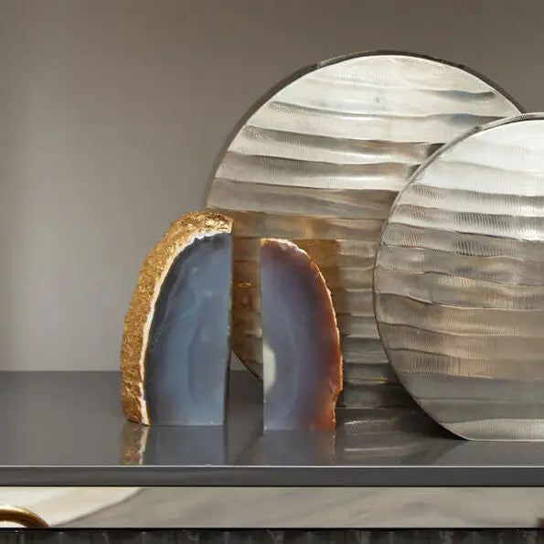Bowerbird Agata Grey And Gold Bookends