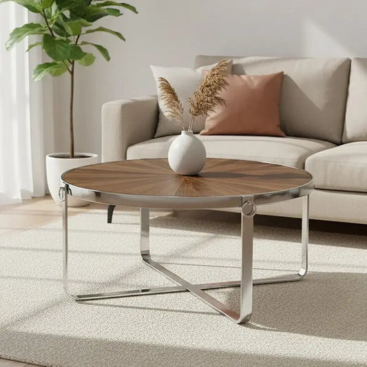 Brown Coffee Table with Elm Wood Top, Mitra