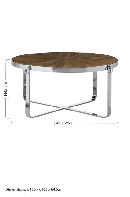 Brown Coffee Table with Elm Wood Top, Mitra