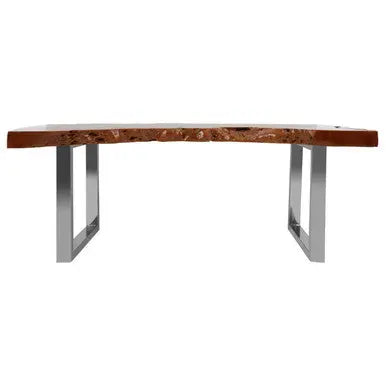 Brown Longan Wood Coffee Table with Silver Steel Frame, Surak