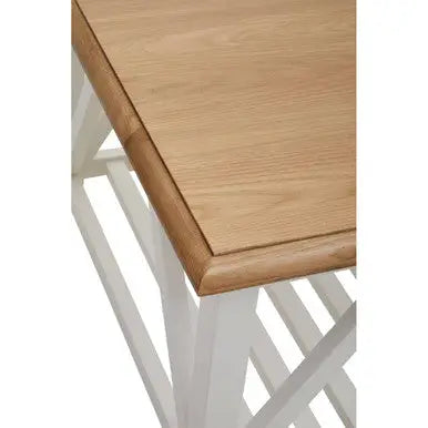 Brown Natural Oak and Birch Wood Rectangular Coffee Table with White Frame, Parkside