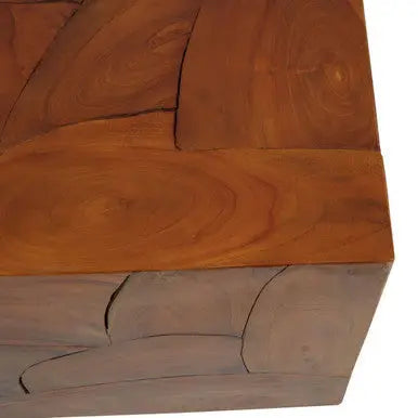 Brown Teak Wood Cuboid Coffee Table, Surak