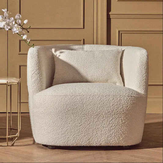 Bruge Cream Textured Fabric Curved Chair