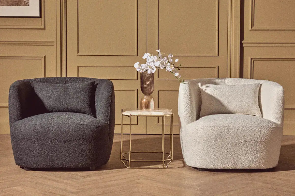 Bruge Textured Cream Curved Chair