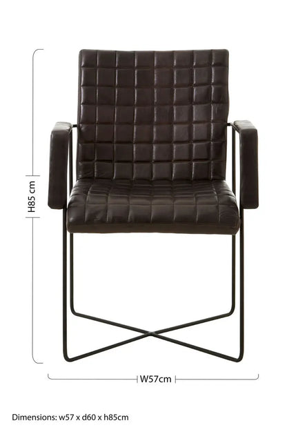 Buffalo Black Leather Quilted Chair