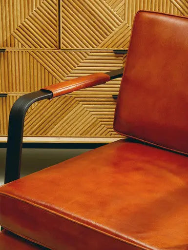 Buffalo Brown Leather Armchair With Black Iron Frame