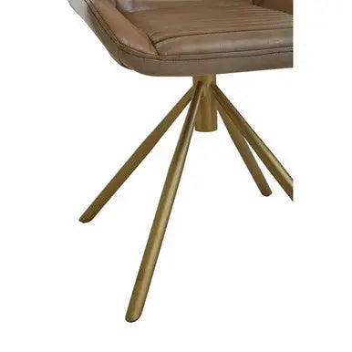 Buffalo Grey Leather Chair with Gold Finish Legs