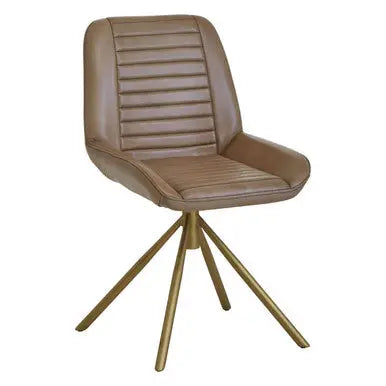Buffalo Grey Leather Chair with Gold Finish Legs