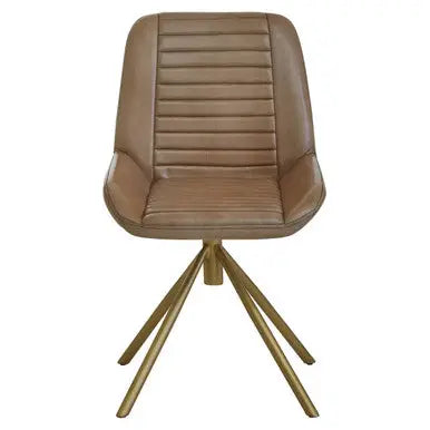 Buffalo Grey Leather Chair with Gold Finish Legs