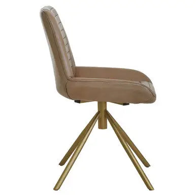Buffalo Grey Leather Chair with Gold Finish Legs