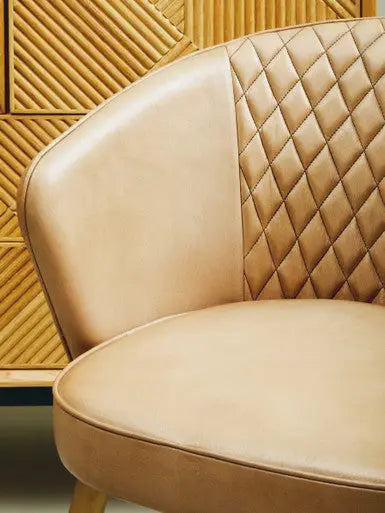 Buffalo Grey Leather Quilted Chair with Gold Finish Legs