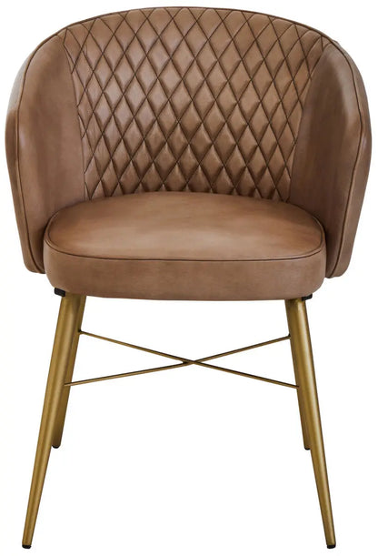 Buffalo Grey Leather Quilted Chair with Gold Finish Legs