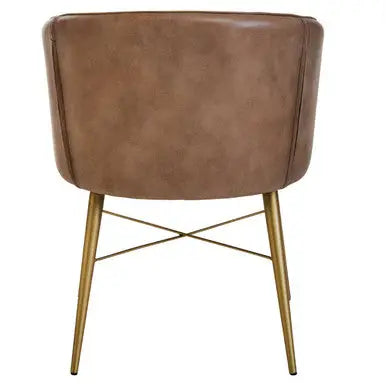Buffalo Grey Leather Quilted Chair with Gold Finish Legs
