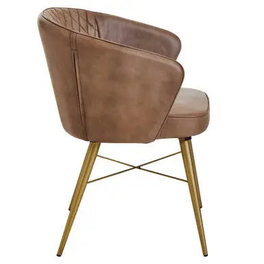 Buffalo Grey Leather Quilted Chair with Gold Finish Legs