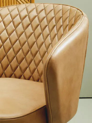 Buffalo Grey Leather Quilted Chair with Gold Finish Legs