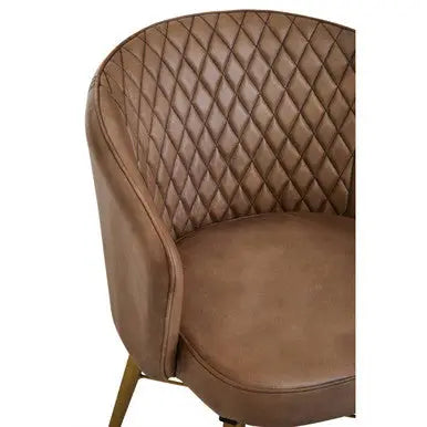 Buffalo Grey Leather Quilted Chair with Gold Finish Legs