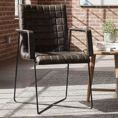 Buffalo Iron And Grey Leather Weave Chair