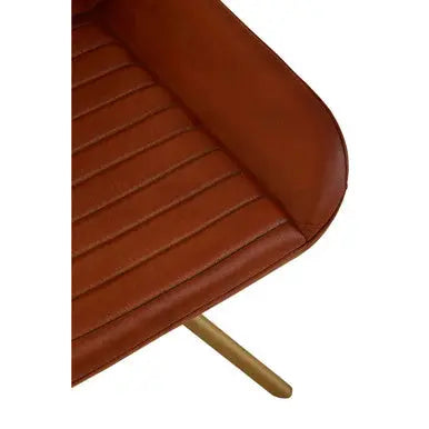 Buffalo Tan Genuine Leather Chair with Gold Finish Legs
