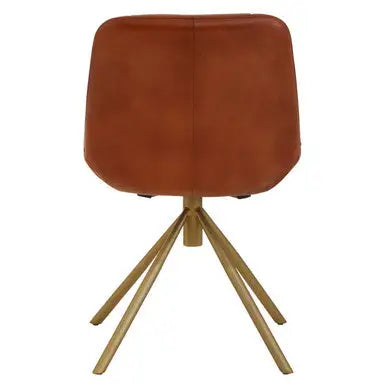 Buffalo Tan Genuine Leather Chair with Gold Finish Legs