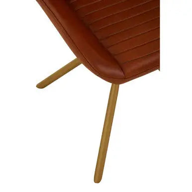 Buffalo Tan Genuine Leather Chair with Gold Finish Legs