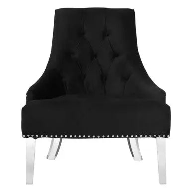 Button Tufted Black Velvet Chair | Clarence