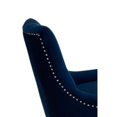 Button Tufted Navy Blue Velvet Chair | Clarence