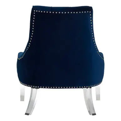 Button Tufted Navy Blue Velvet Chair | Clarence