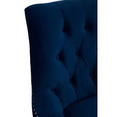 Button Tufted Navy Blue Velvet Chair | Clarence