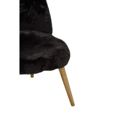 Cabaret Black Faux Fur Chair with Wooden Legs