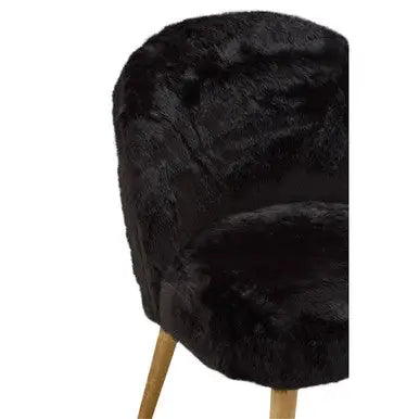 Cabaret Black Faux Fur Chair with Wooden Legs