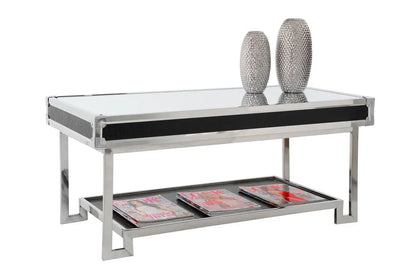Carla Black Crocodile Leather Effect Mirrored Coffee Table